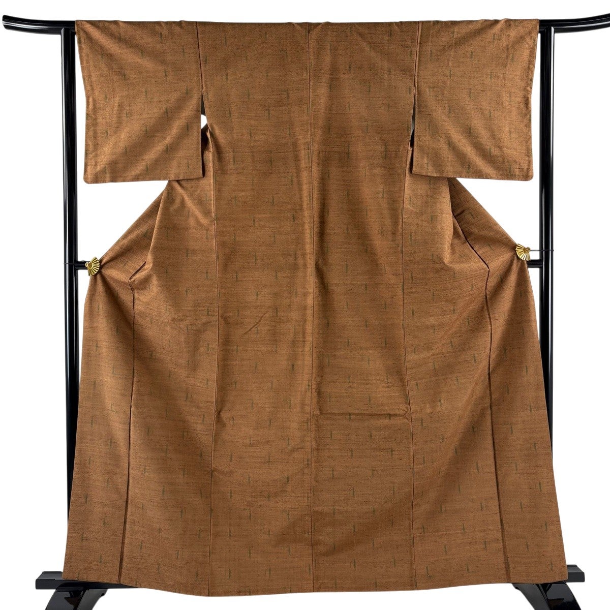 紬 身丈162cm 裄丈62.5cm S 袷 幾何学模様 茶色 正絹 秀品｜中古・古着