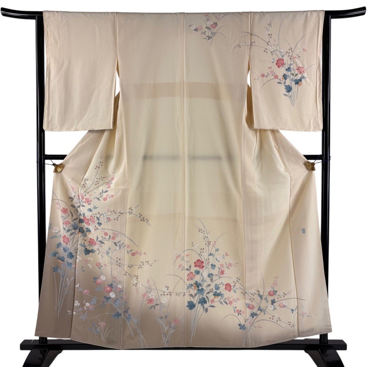 訪問着 身丈158cm 裄丈63cm S 袷 落款あり 草花 染め分け ぼかし