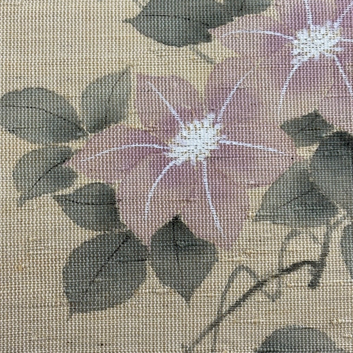 名古屋帯 秀品 紬地 草花 ベージュ 正絹｜中古・古着・リサイクル着物