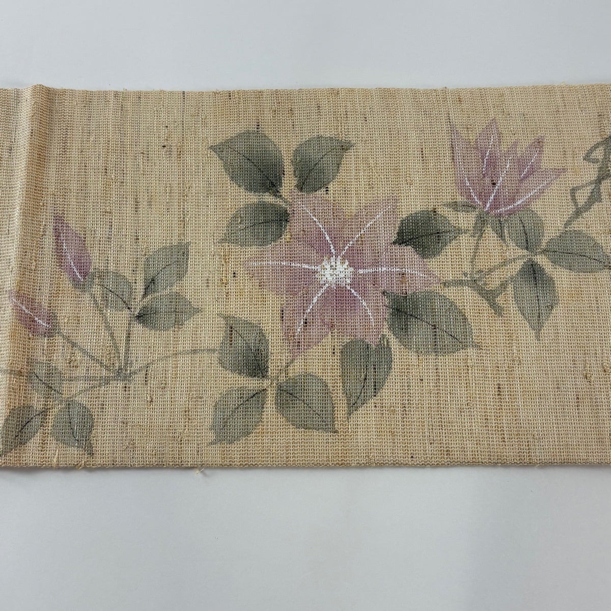 名古屋帯 秀品 紬地 草花 ベージュ 正絹|中古・古着・リサイクル着物 名古屋帯 秀品 紬地 草花 ベージュ 正絹|中古・古着・リサイクル着物