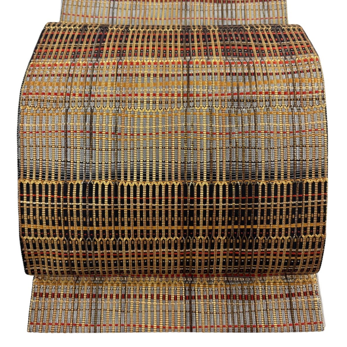 50%OFF 【美品】 袋帯 逸品 落款あり 木村幸啓 幾何学模様 箔 灰色 六