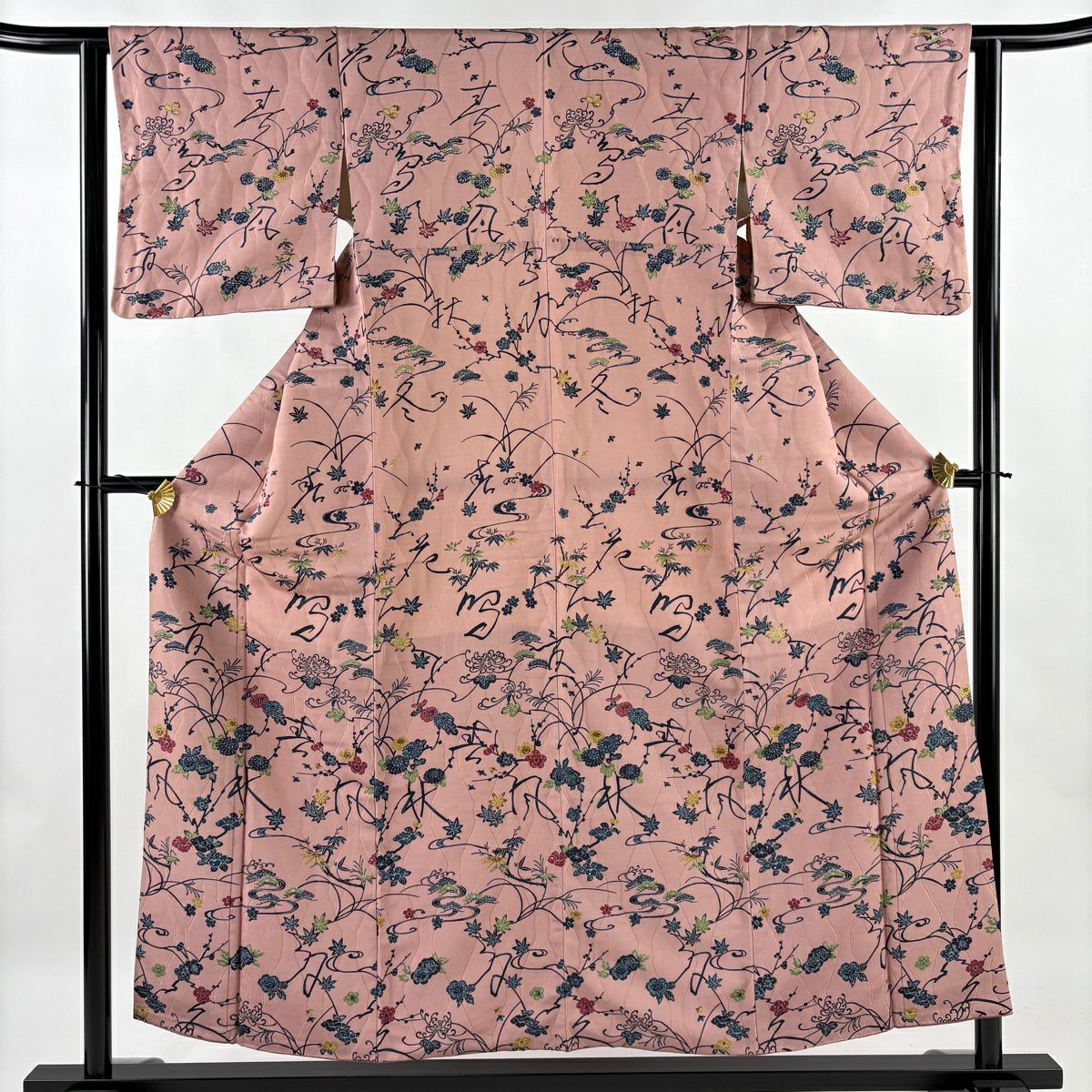 70%OFF 小紋 身丈155cm 裄丈62cm S 袷 松竹梅 枝花 ピンク 正絹 秀品