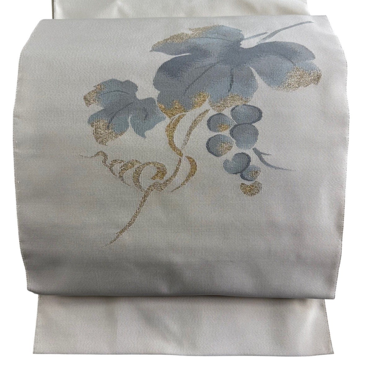 美品】 名古屋帯 秀品 夏帯 絽 松葉仕立て 八寸名古屋帯 葡萄 蝶 金