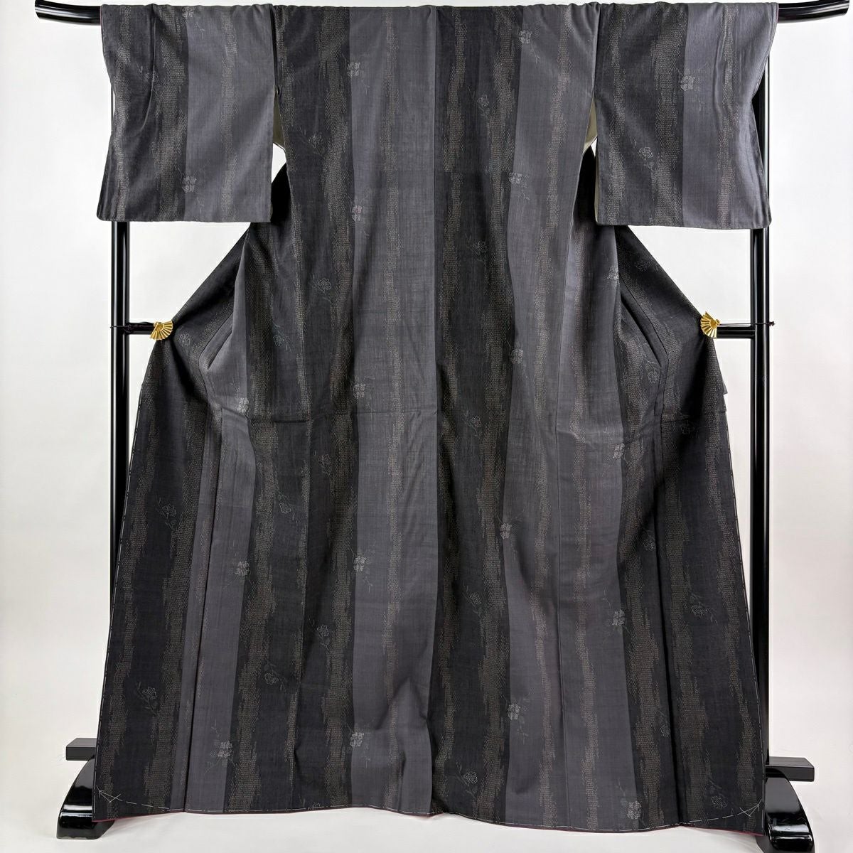 美品】 結城紬 身丈162.5cm 裄丈62.5cm S 袷 本場結城 100亀甲 証紙