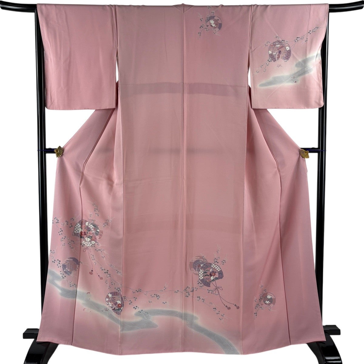美品】 付下げ 身丈163.5cm 裄丈65.5cm M 袷 鏡裏文 桜 刺繍 ぼかし
