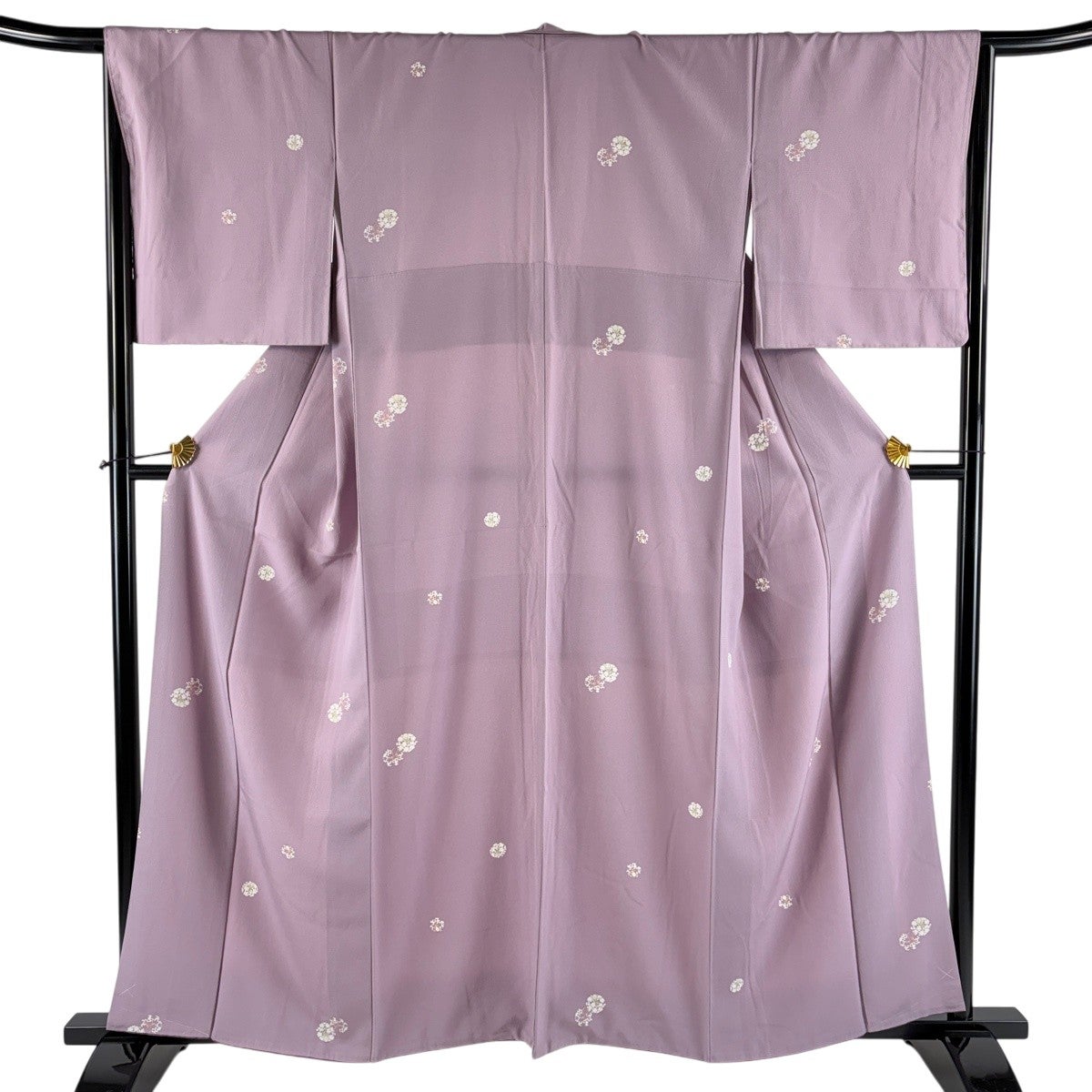 小紋 身丈160cm 裄丈66cm M 袷 うさぎ 桜 灰紫 正絹 名品｜中古・古着
