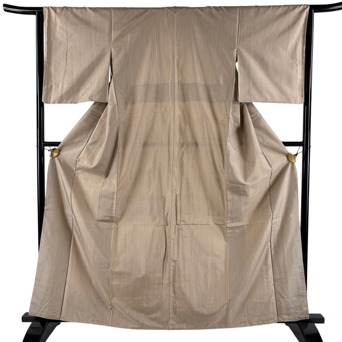 美品】 紬 身丈162.5cm 裄丈64cm M 袷 置賜紬 寒道柿渋紬 証紙あり