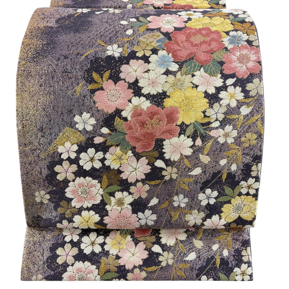 袋帯 秀品 振袖向き 桜 金糸 箔 金色 六通 正絹｜中古・古着