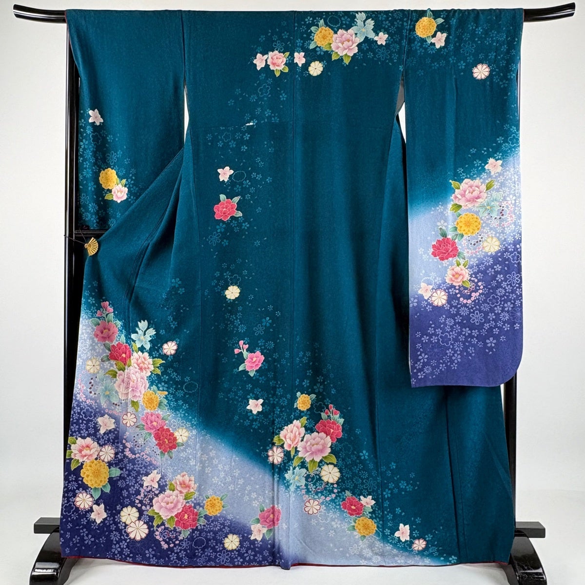 美品】 振袖 身丈168.5cm 裄丈67.5cm L 袷 袋帯フルセット 牡丹 草花
