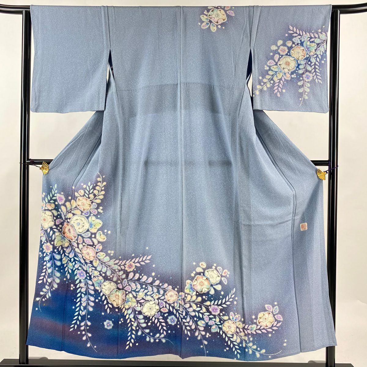 訪問着 身丈152.5cm 裄丈63cm S 単衣 翠山工房 落款あり 辻が花 訪問着 身丈152.5cm 裄丈63cm S 単衣 翠山工房 落款あり 辻が花