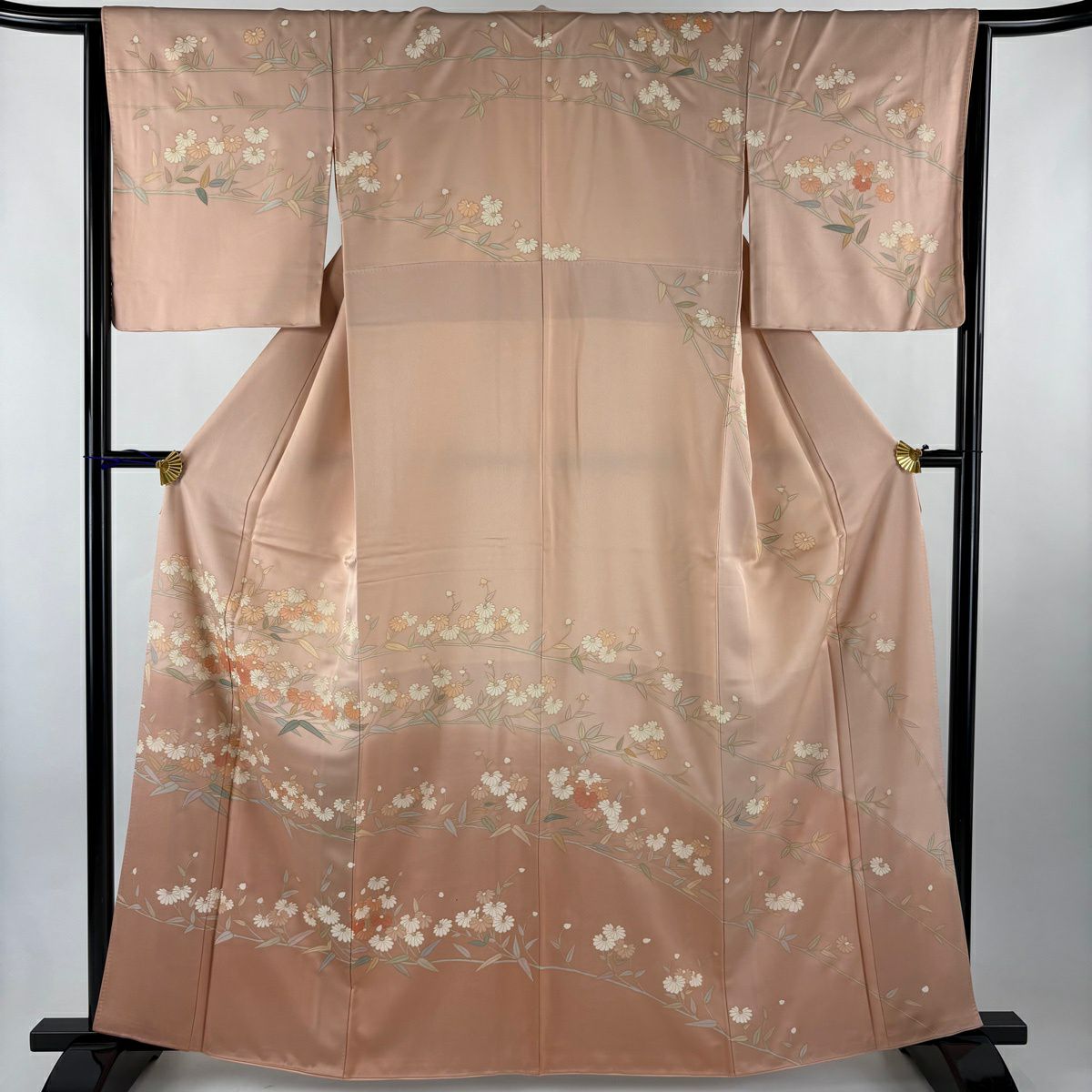 50%OFF 訪問着 身丈164cm 裄丈66.5cm M 袷 枝花 蝶 金彩 ぼかし 薄