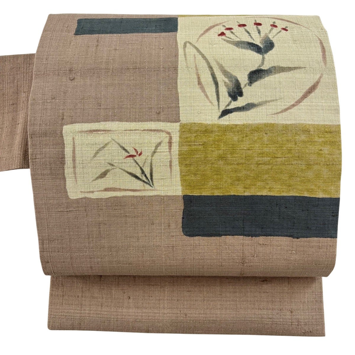 名古屋帯 秀品 紬地 生り物 ぼかし 薄小豆 正絹｜中古・古着