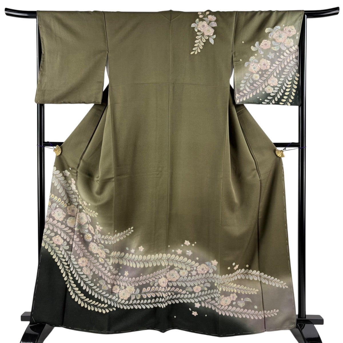 ★専用★美品 訪問着 辻が花 縮緬地 トールサイズ 身丈168cm 裄丈69 美品】 訪問着 身丈163cm 裄丈65cm M 袷 辻が花柄 刺繍 金通しし 茶
