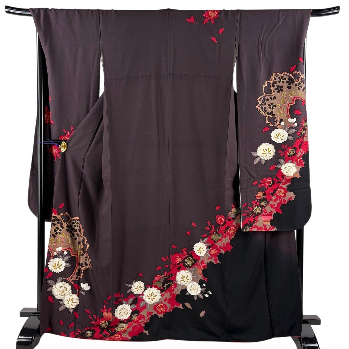 振袖 身丈168cm 裄丈69cm L 袷 桜 流水 金通し 金彩 赤 正絹 名品