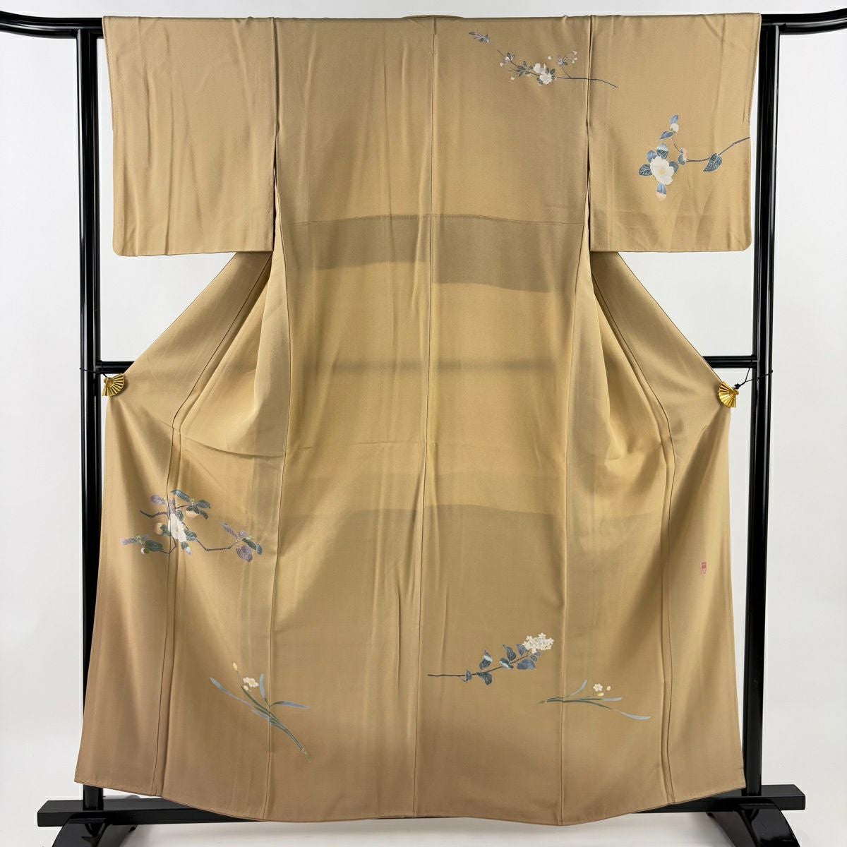 付下げ 身丈168.5cm 裄丈66.5cm 正絹 逸品 【中古】 付下げ 身丈156cm 裄丈63.5cm S 袷 波 幾何学 総絞り 灰紫 正絹 秀品