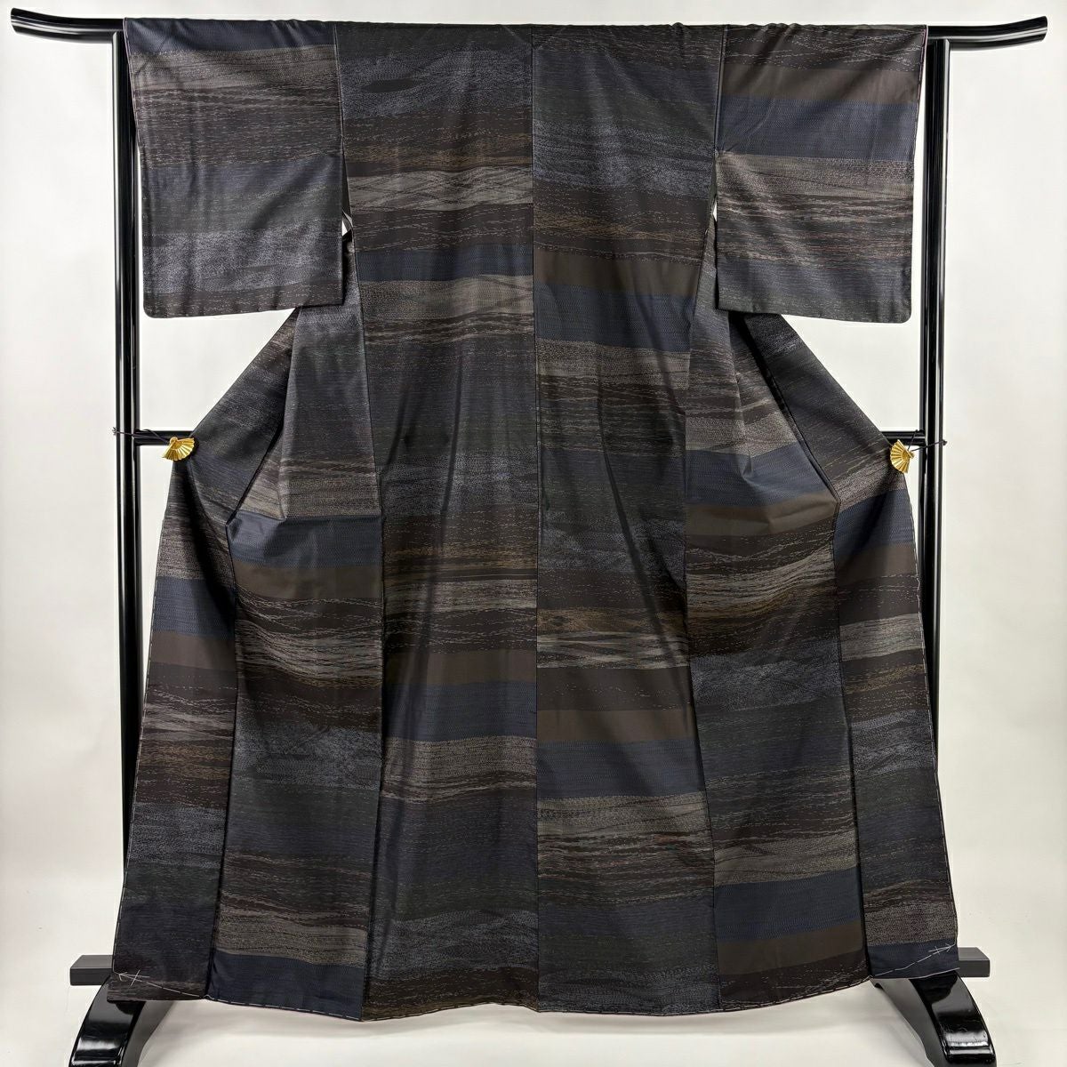 紬（真綿紬） 袷 身丈159cm 裄丈62cm 正絹 Bランク Mサイズ 広衿
