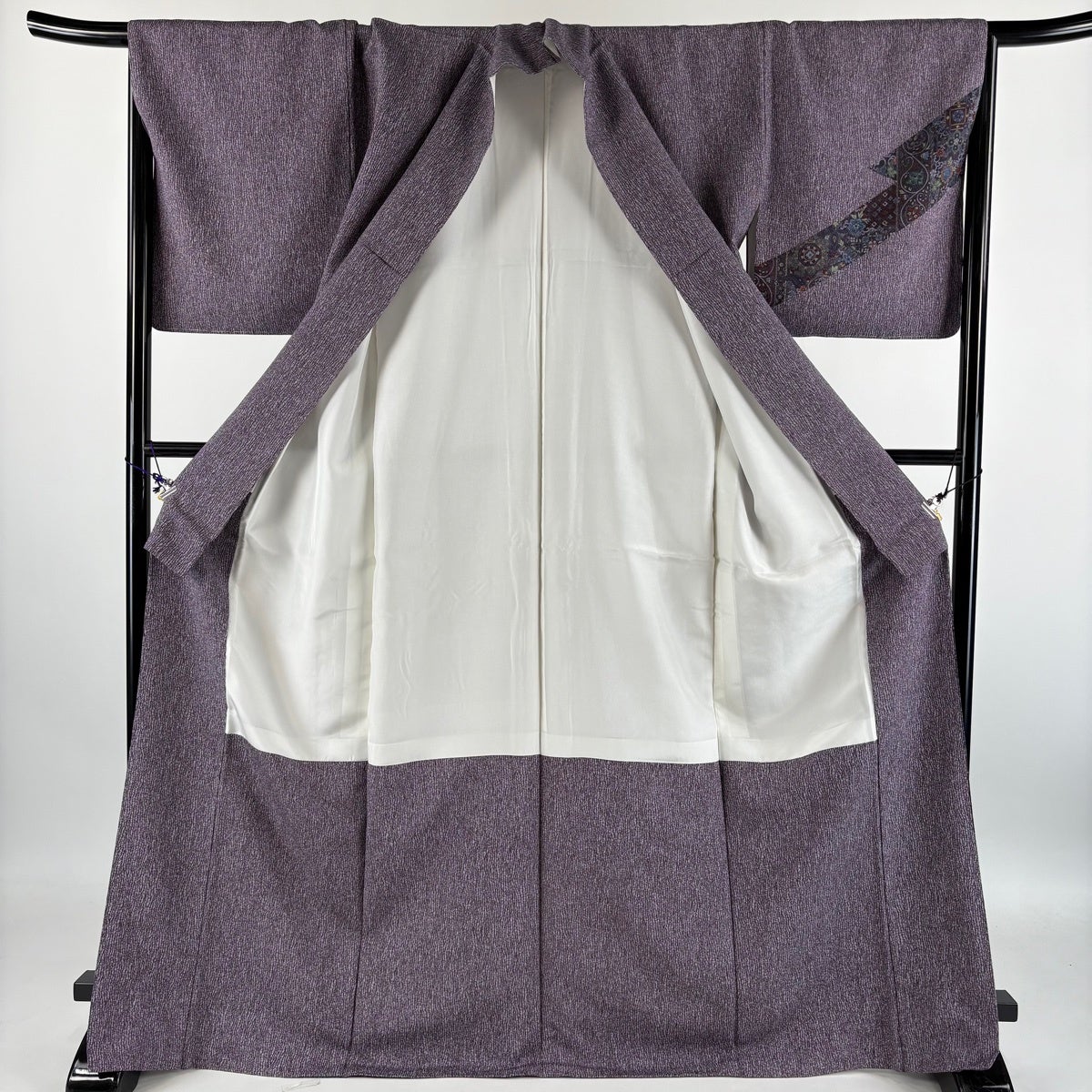 美品】 付下げ 身丈168cm 裄丈66.5cm M 袷 華文 花唐草 紫 正絹 秀品