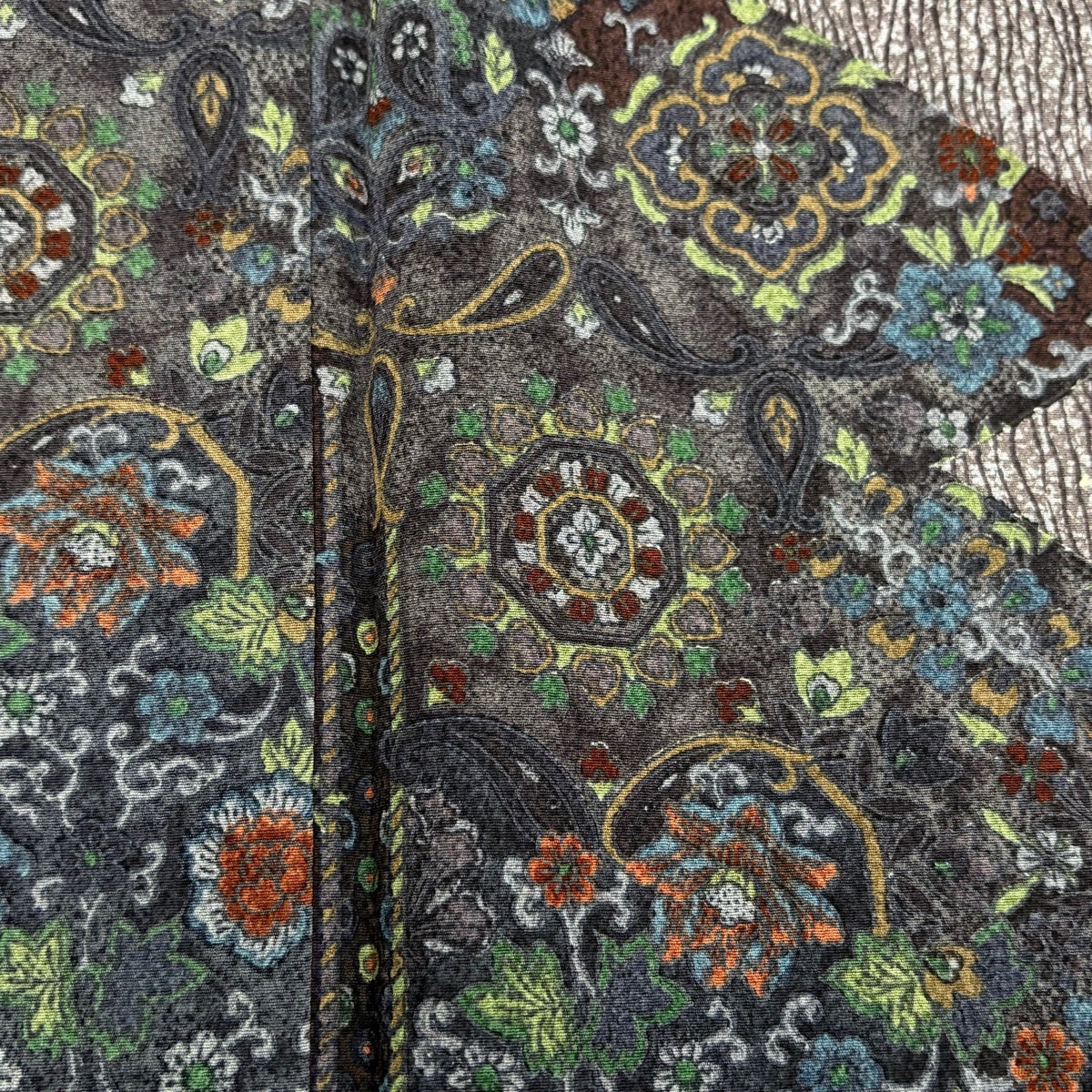 美品】 付下げ 身丈168cm 裄丈66.5cm M 袷 華文 花唐草 紫 正絹 秀品