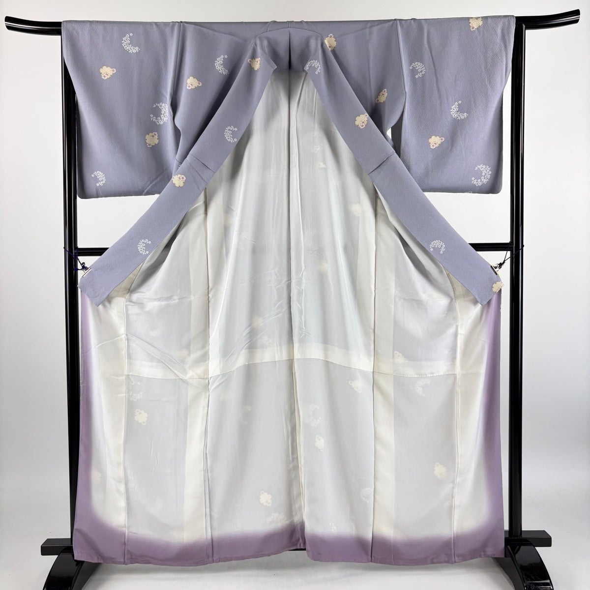 小紋 身丈161.5cm 裄丈65cm M 袷 桜 雪輪 薄紫 正絹 秀品｜中古・古着