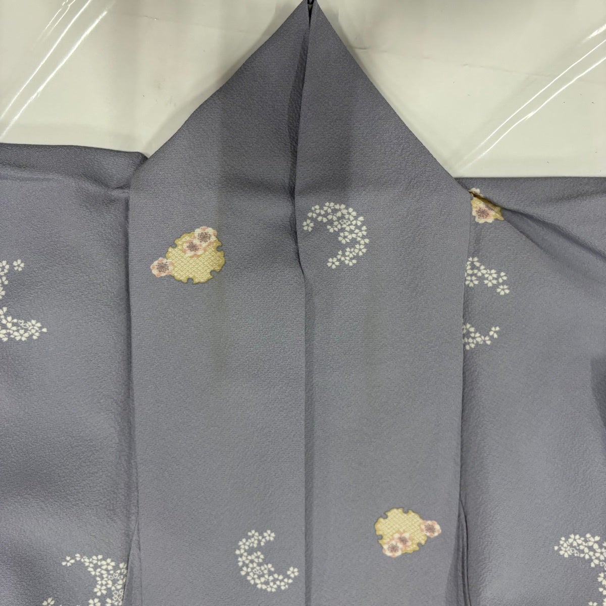 小紋 身丈161.5cm 裄丈65cm M 袷 桜 雪輪 薄紫 正絹 秀品｜中古・古着