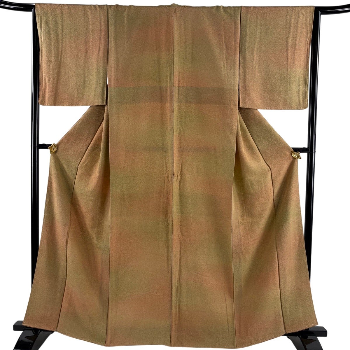 小紋 身丈163.5cm 裄丈65cm M 袷 ぼかし柄 薄茶色 正絹 優品｜中古