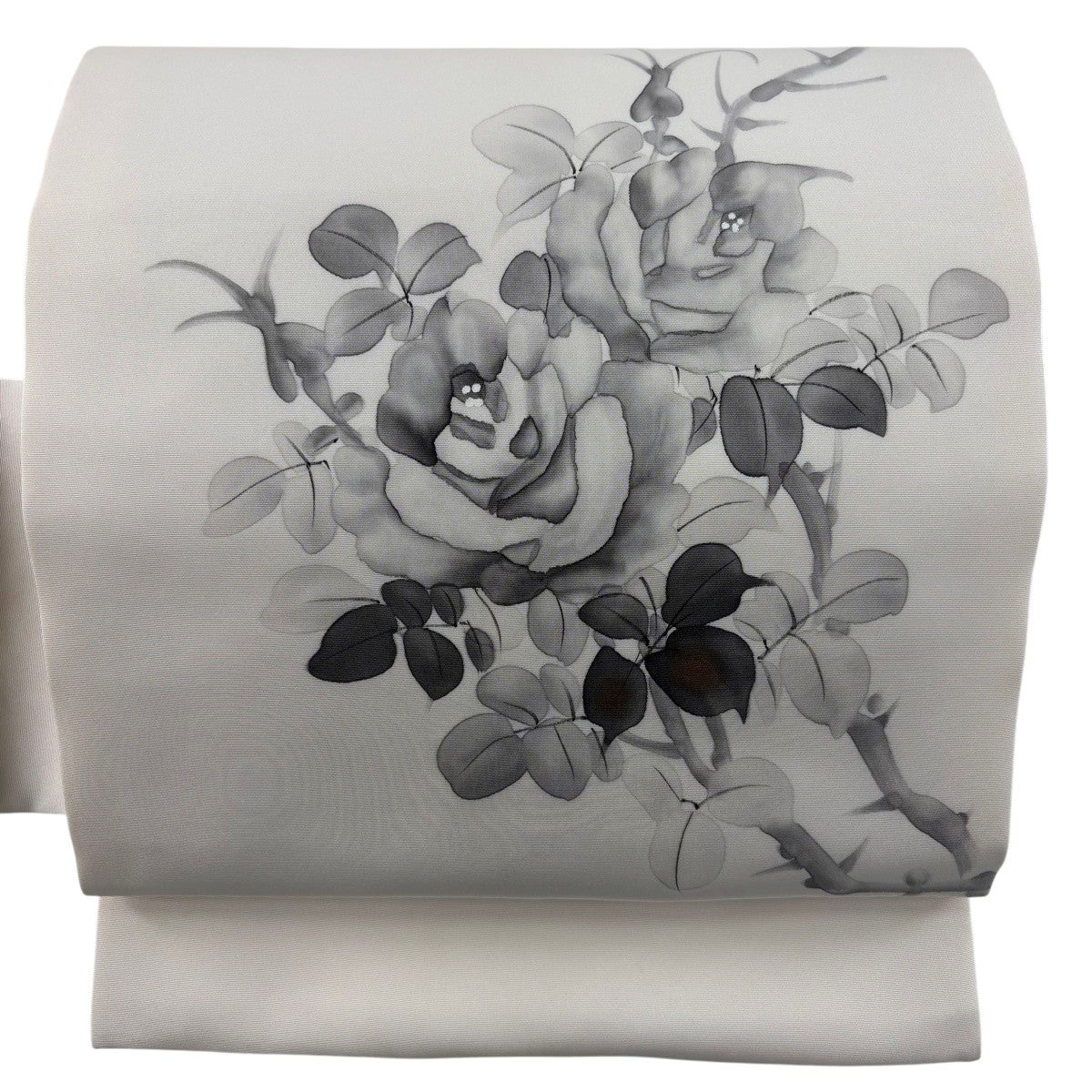 名古屋帯 優品 落款あり 枝花 金彩 クリーム 正絹｜中古・古着