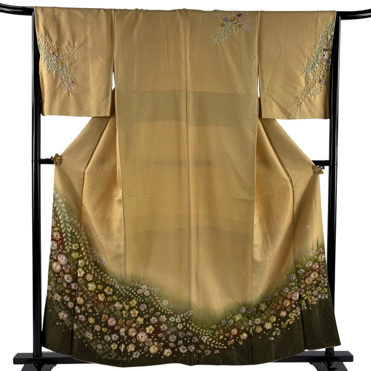 美品】 訪問着 身丈158.5cm 裄丈66cm M 袷 落款あり 辻が花 金通し