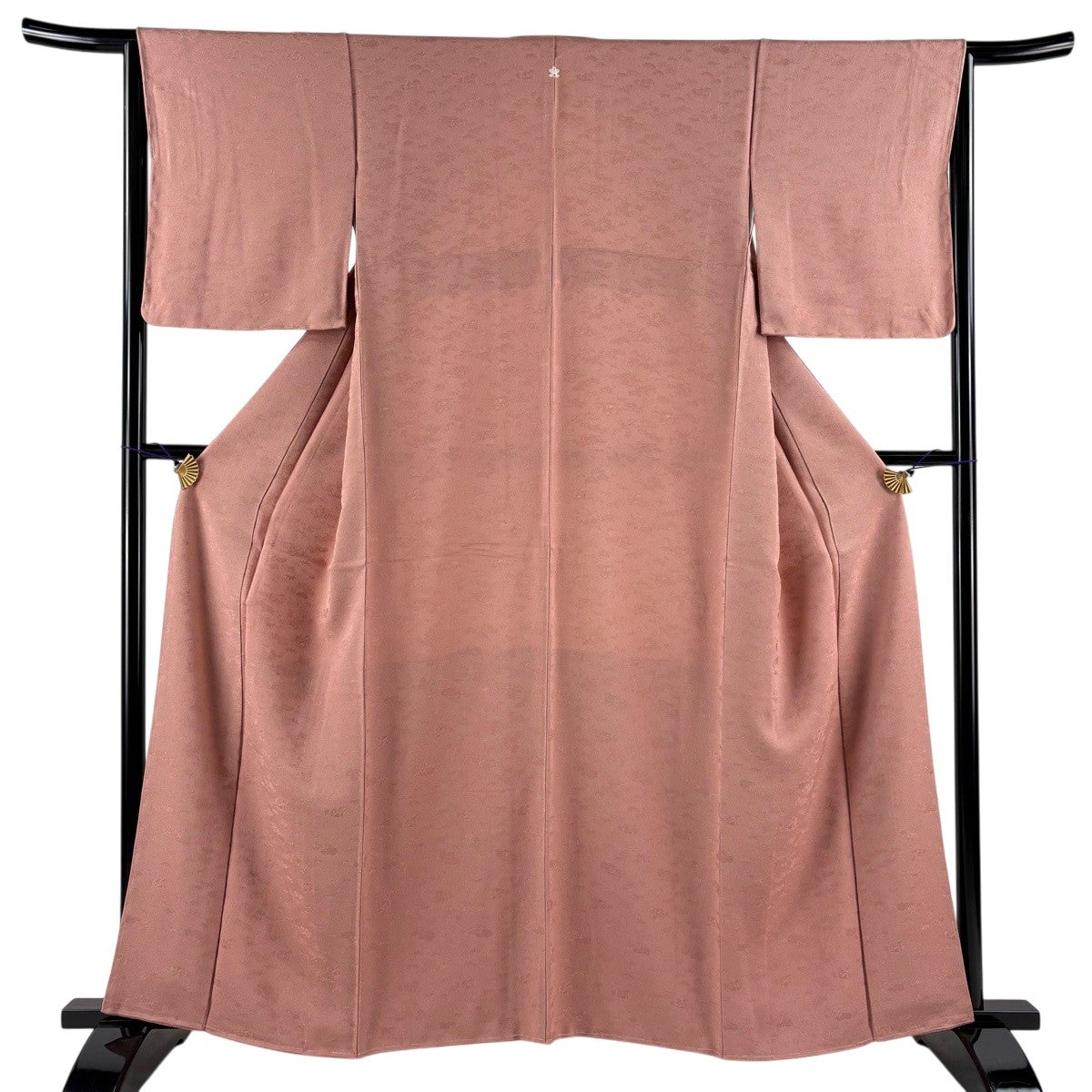 美品】 色無地 身丈159.5cm 裄丈65cm M 袷 地紋 ピンクベージュ 正絹