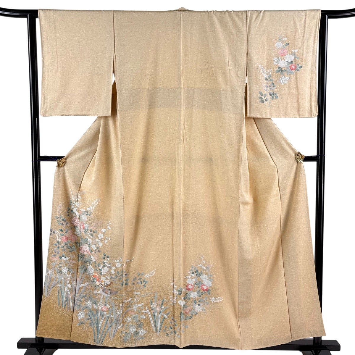 訪問着 身丈161cm 裄丈64cm M 袷 辻が花柄 染め分け ぼかし クリーム