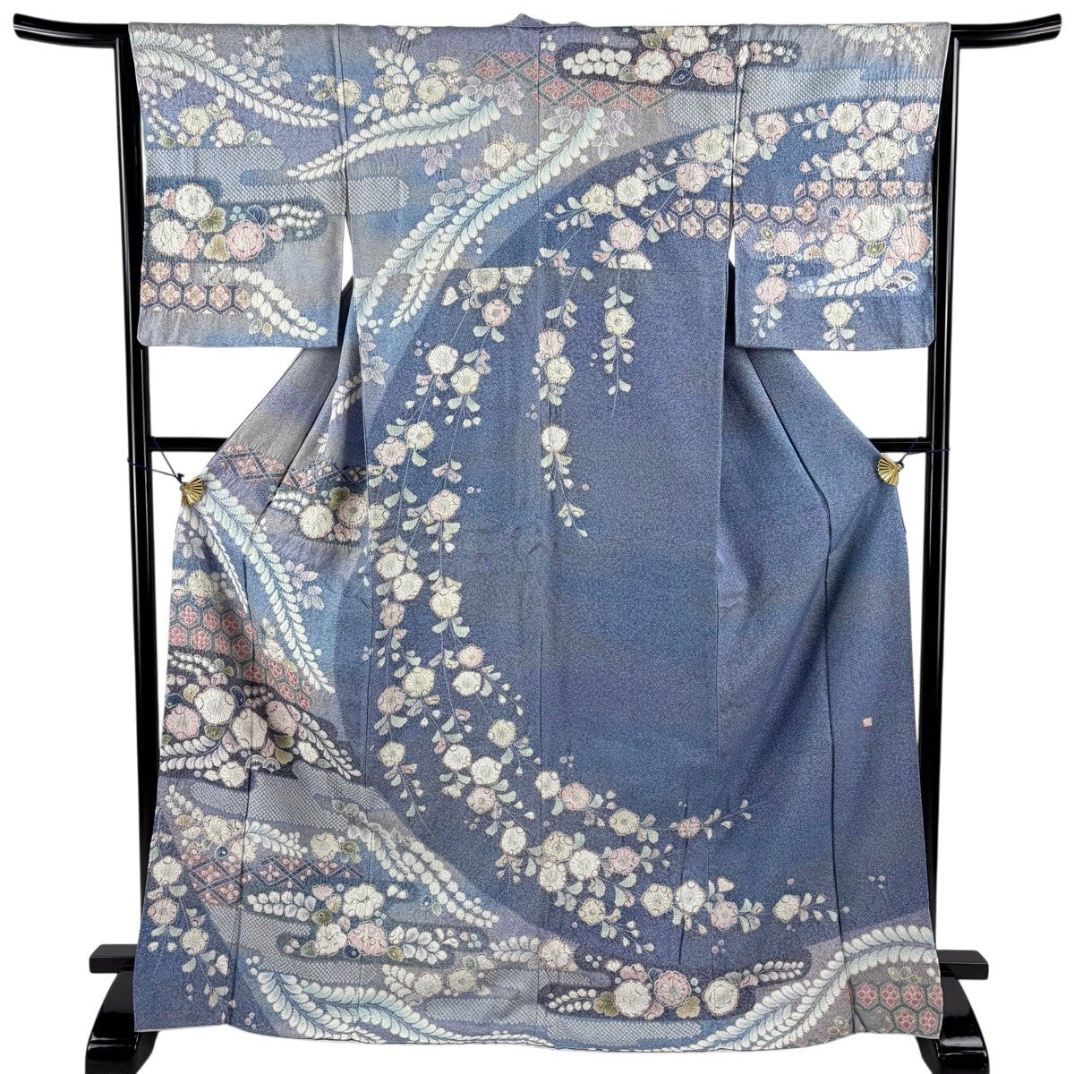 ★専用★訪問着 辻が花 絞り グレー トールサイズ 身丈165cm 裄丈68cm 訪問着 身丈170cm 裄丈64.5cm M 袷 落款あり 辻が花柄 霞 絞り ぼかし