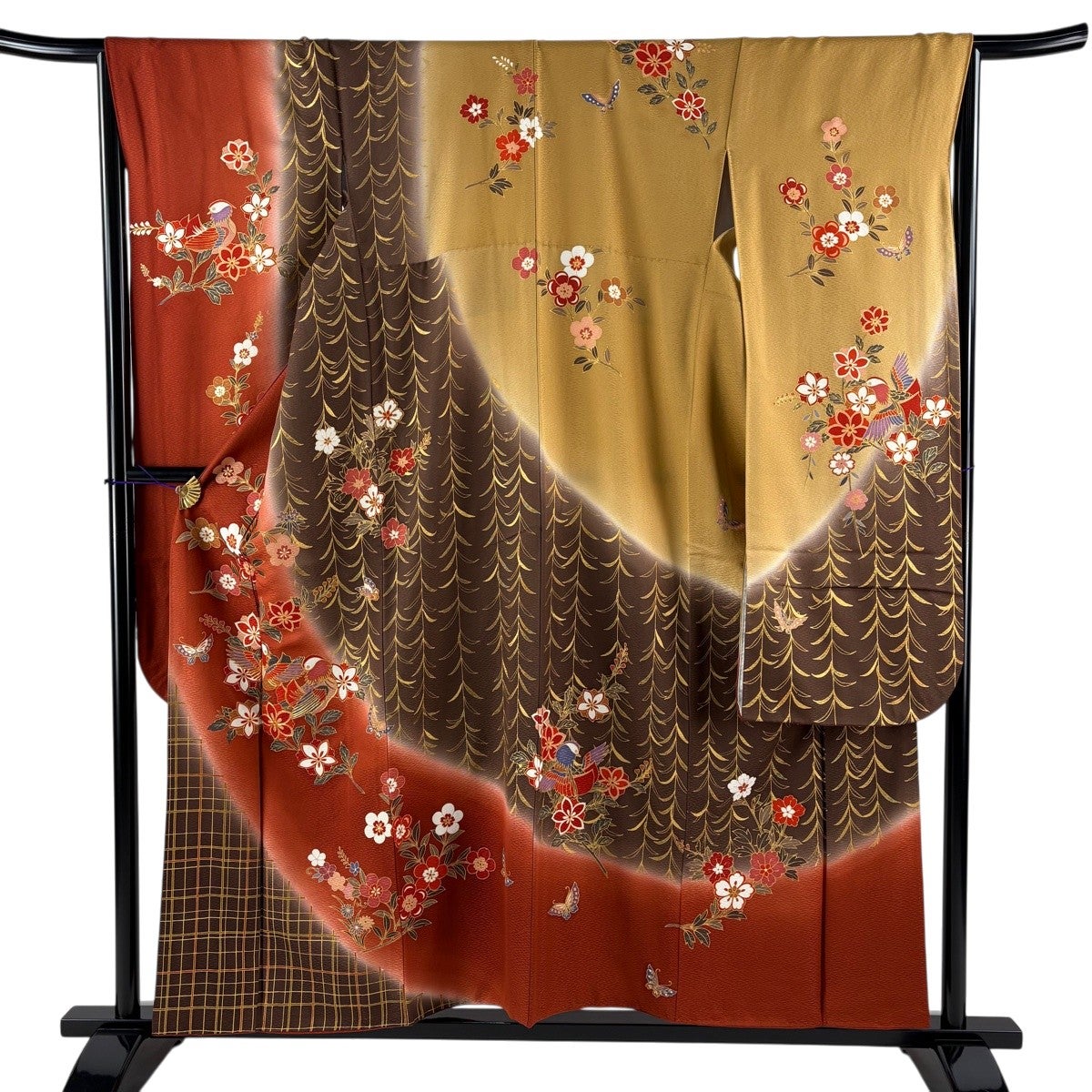 ★専用★訪問着 総絞り 藤色 辻が花 金彩加工 身丈163cm 裄丈69.5cm 振袖 身丈163cm 裄丈67.5cm L 袷 辻が花柄 藤 絞り ぼかし 鶯色 正絹