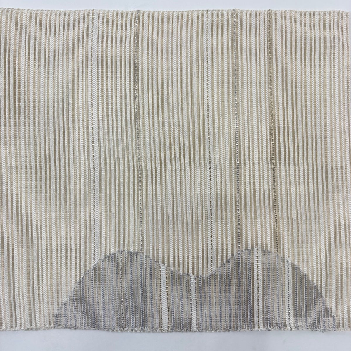 名古屋帯 秀品 夏帯 絽 八寸名古屋帯 縞 幾何学 金銀糸 クリーム 正絹