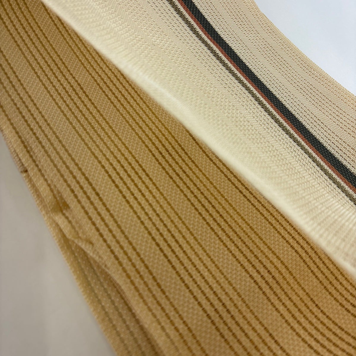 名古屋帯 秀品 夏帯 八寸名古屋帯 松葉仕立て トンネル仕立て 縞