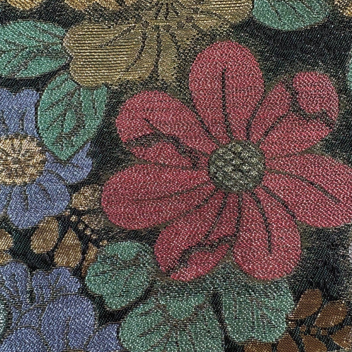 美品】 袋帯 秀品 草花 金糸 箔 深緑 六通 正絹｜中古・古着