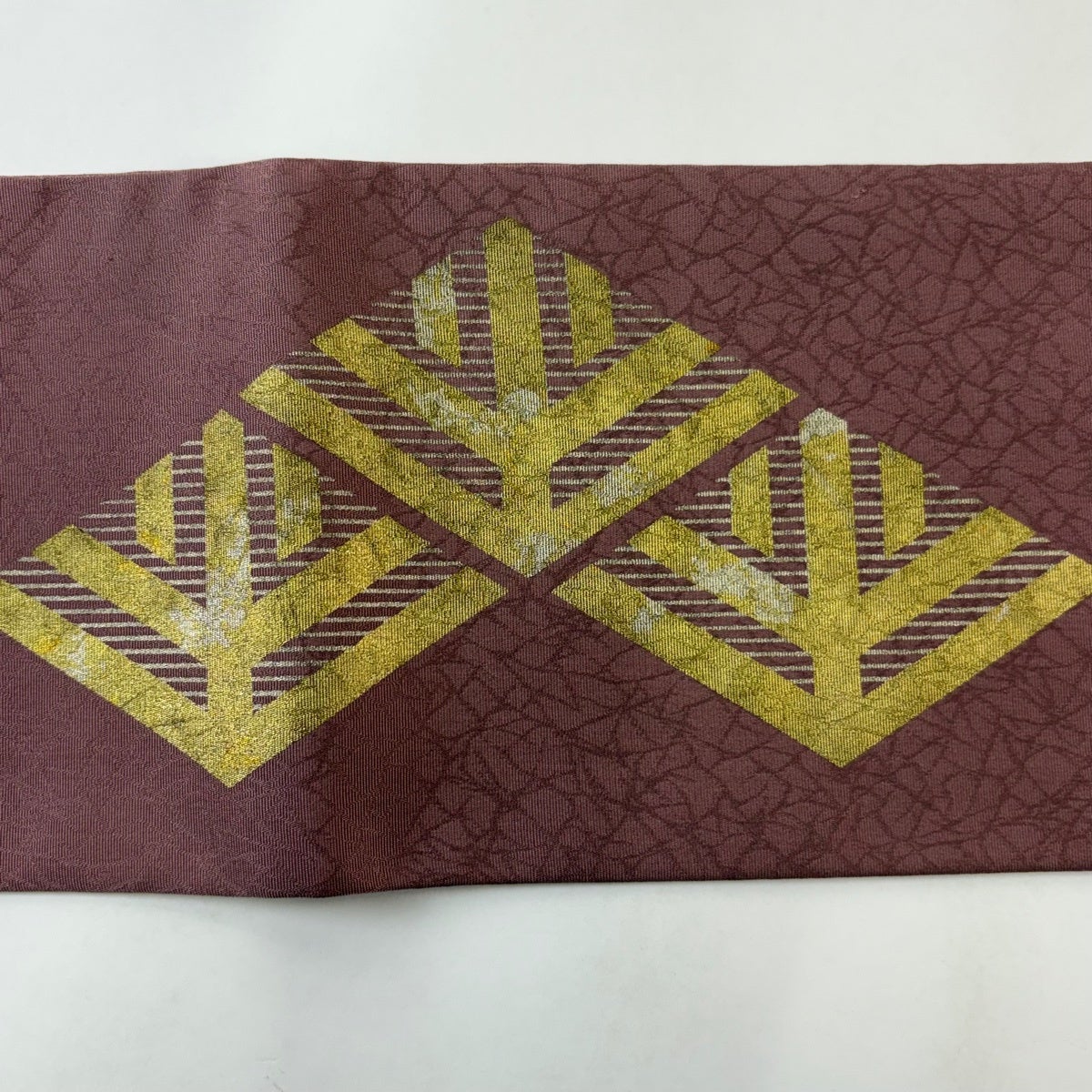 名古屋帯 秀品 落款あり 松菱 金銀彩 小豆色 正絹｜中古・古着