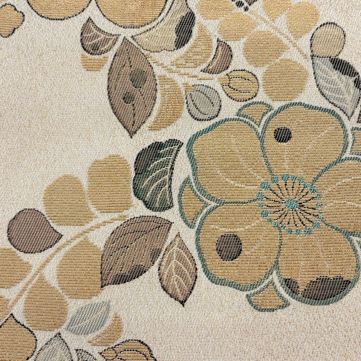 美品】 袋帯 秀品 草花 金銀糸 ベージュ 六通 正絹｜中古・古着