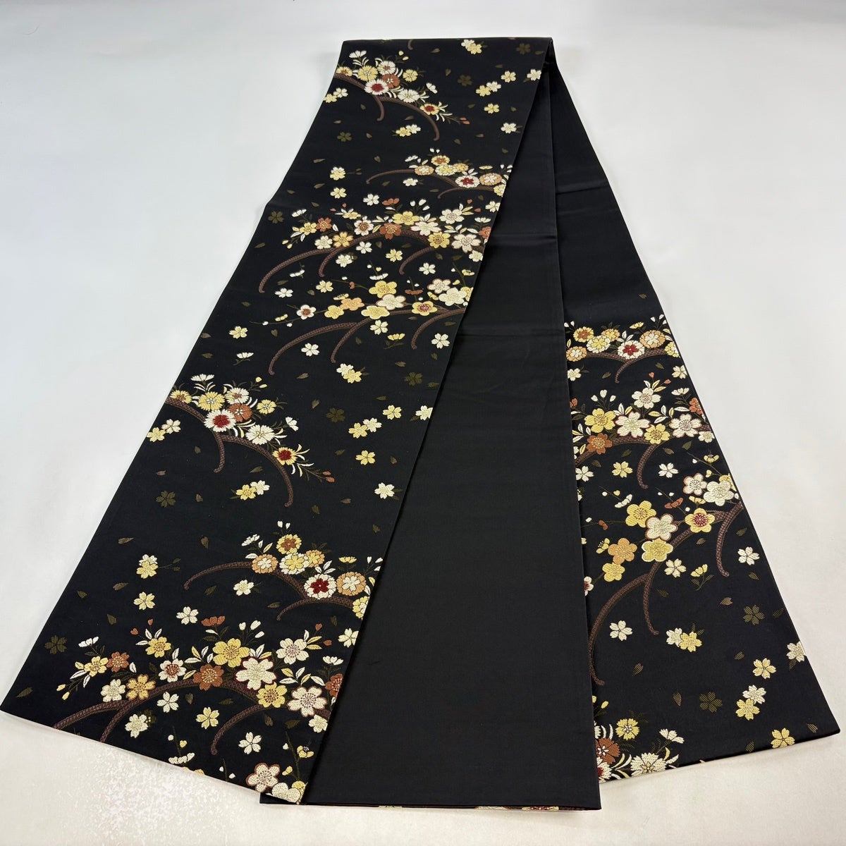 専用帯6401 6392二点セット ●やまと誂製 高級 正絹 六通 袋帯 美品】 袋帯 秀品 やまと 梅 桜 黒 六通 正絹｜中古・古着・リサイクル