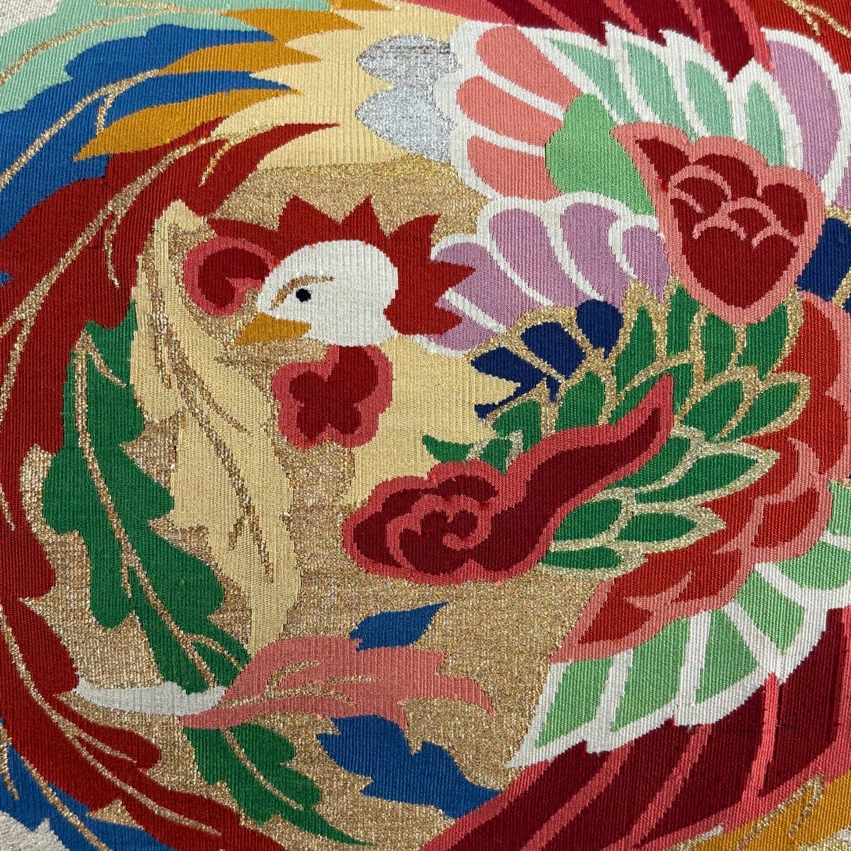 名古屋帯 秀品 松葉仕立て 八寸名古屋帯 鳳凰 亀甲 金銀糸 ベージュ