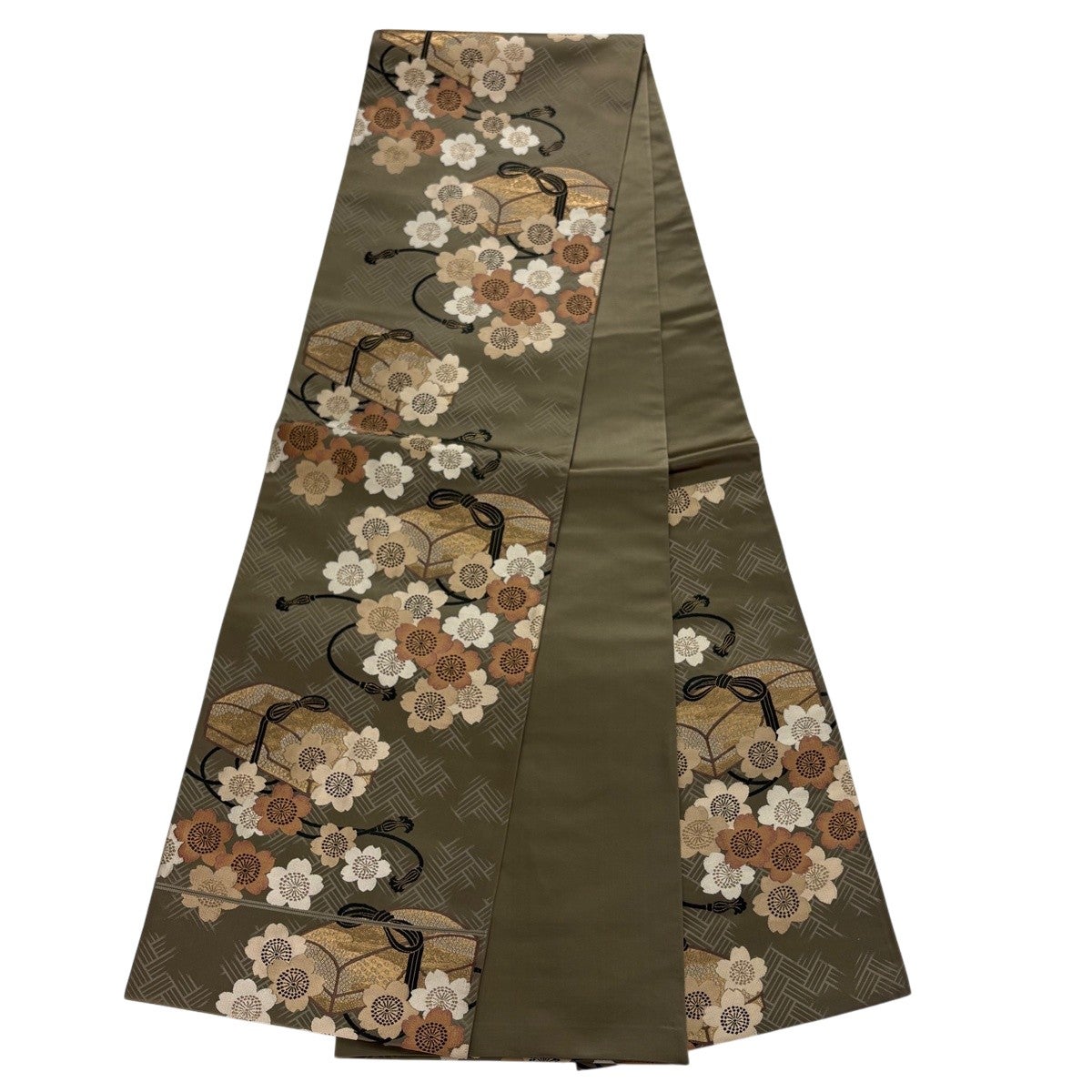 美品】 振袖 身丈167cm 裄丈68cm L 袷 袋帯フルセット 色紙 草花 金糸