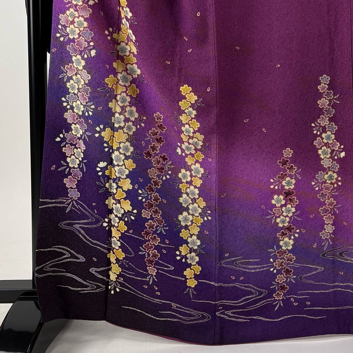 美品】 振袖 身丈166cm 裄丈68cm L 袷 袋帯フルセット 桜 流水 金通し