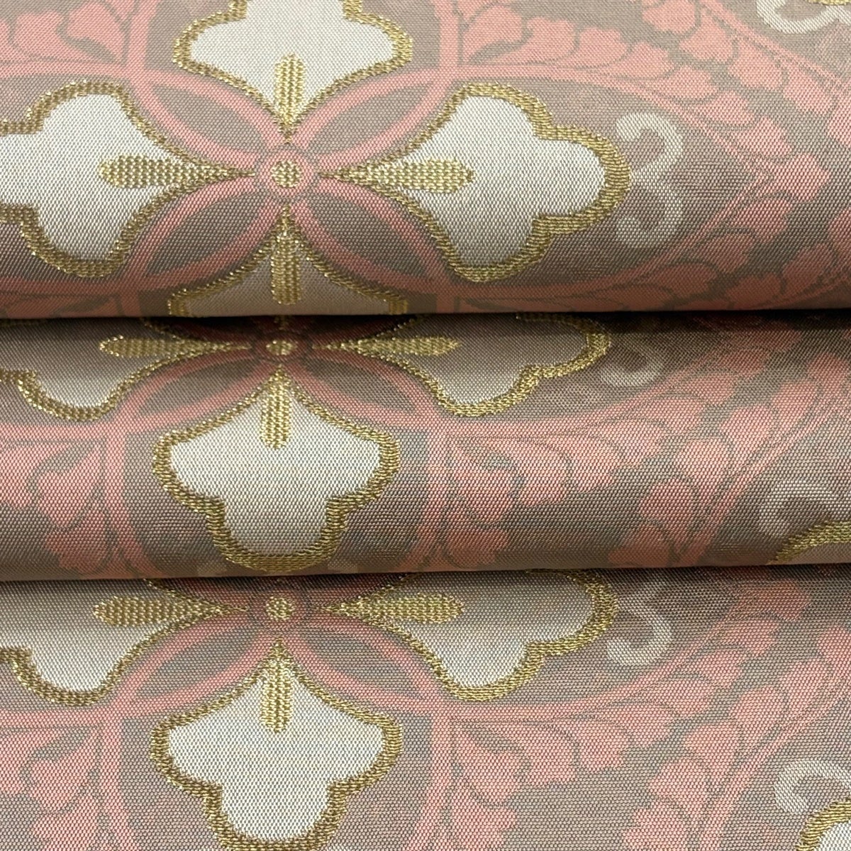 美品】 袋帯 逸品 人間国宝 北村武資 落款あり 華文 金糸 ピンク