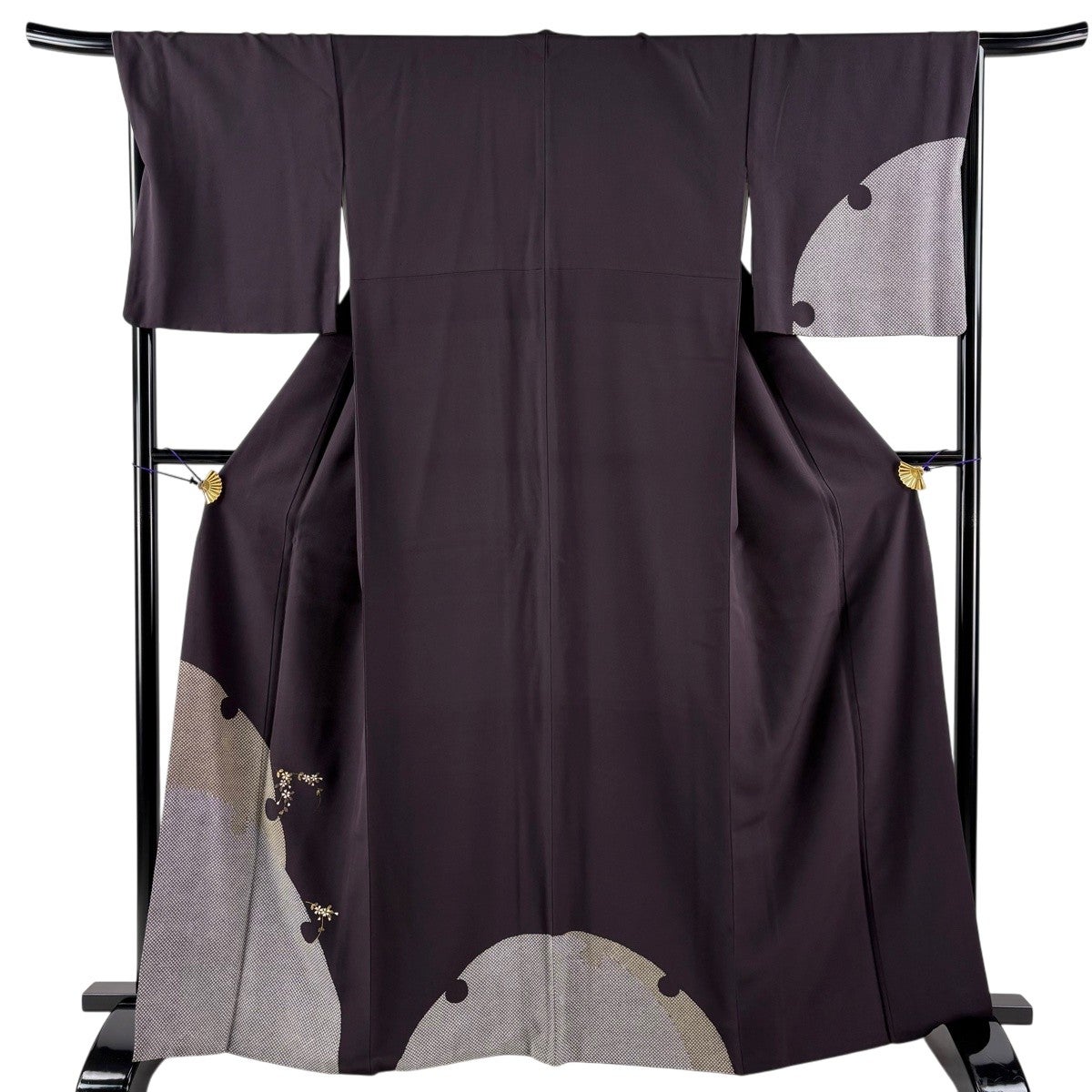 美品】 紬 身丈163.5cm 裄丈64cm M 袷 証紙あり 斜縞 墨色 正絹 秀品
