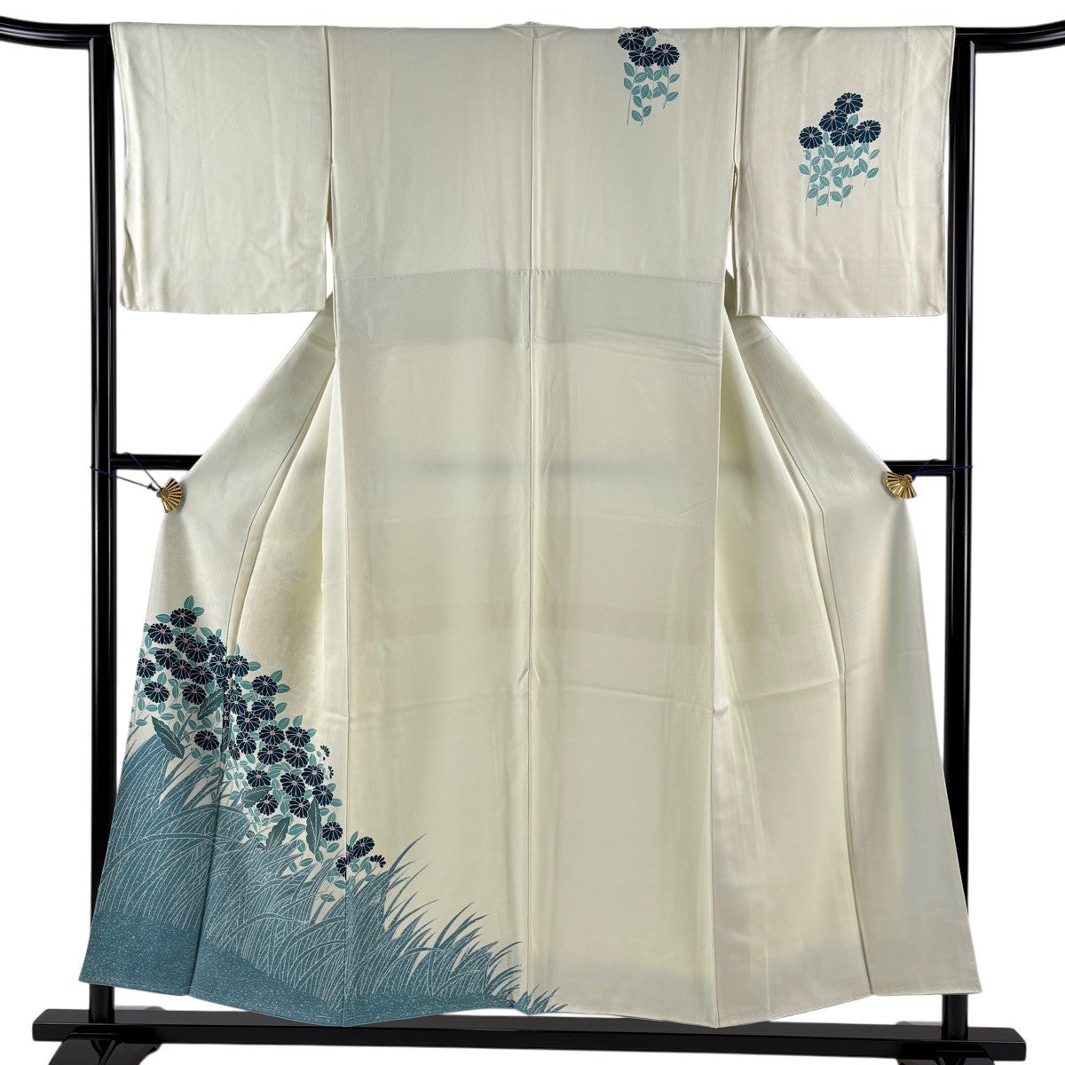 名古屋帯 秀品 草花 流水 金彩 ぼかし 薄緑 正絹｜中古・古着