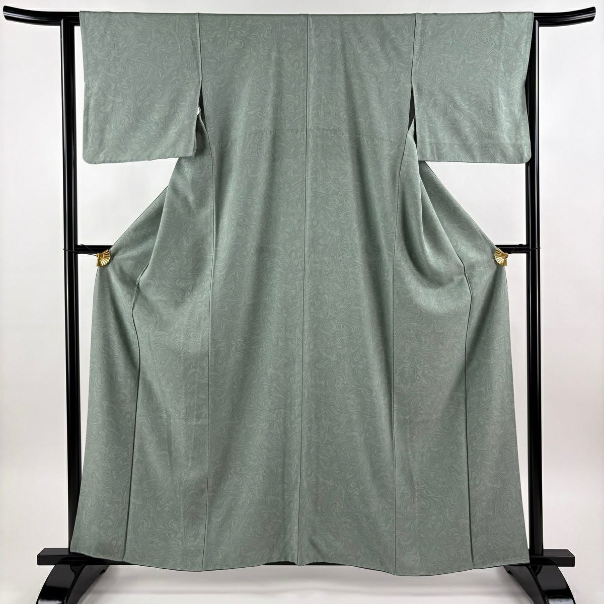 美品】 小紋 身丈160cm 裄丈62.5cm S 袷 小糸敏 落款あり 縞 灰色 正絹