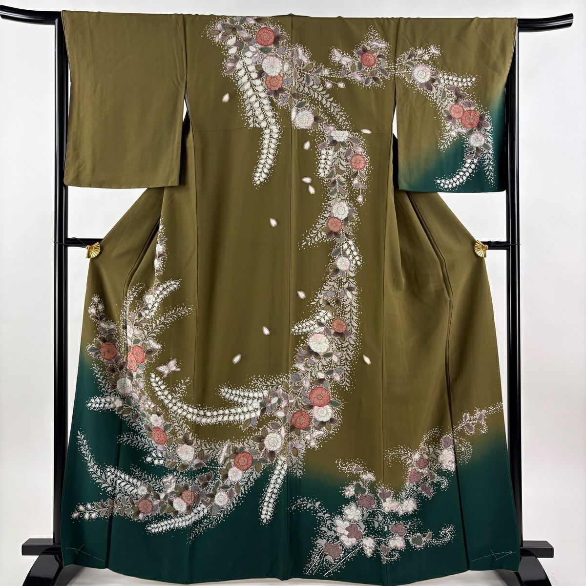 訪問着 身丈161cm 裄丈66.5cm M 袷 やまと 落款あり 辻が花柄 ぼかし