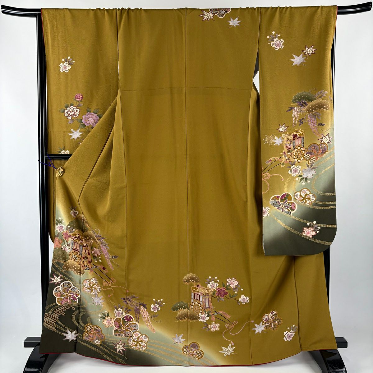 美品】 振袖 身丈165.5cm 裄丈68.5cm L 袷 やまと 辻が花 金彩 ぼかし