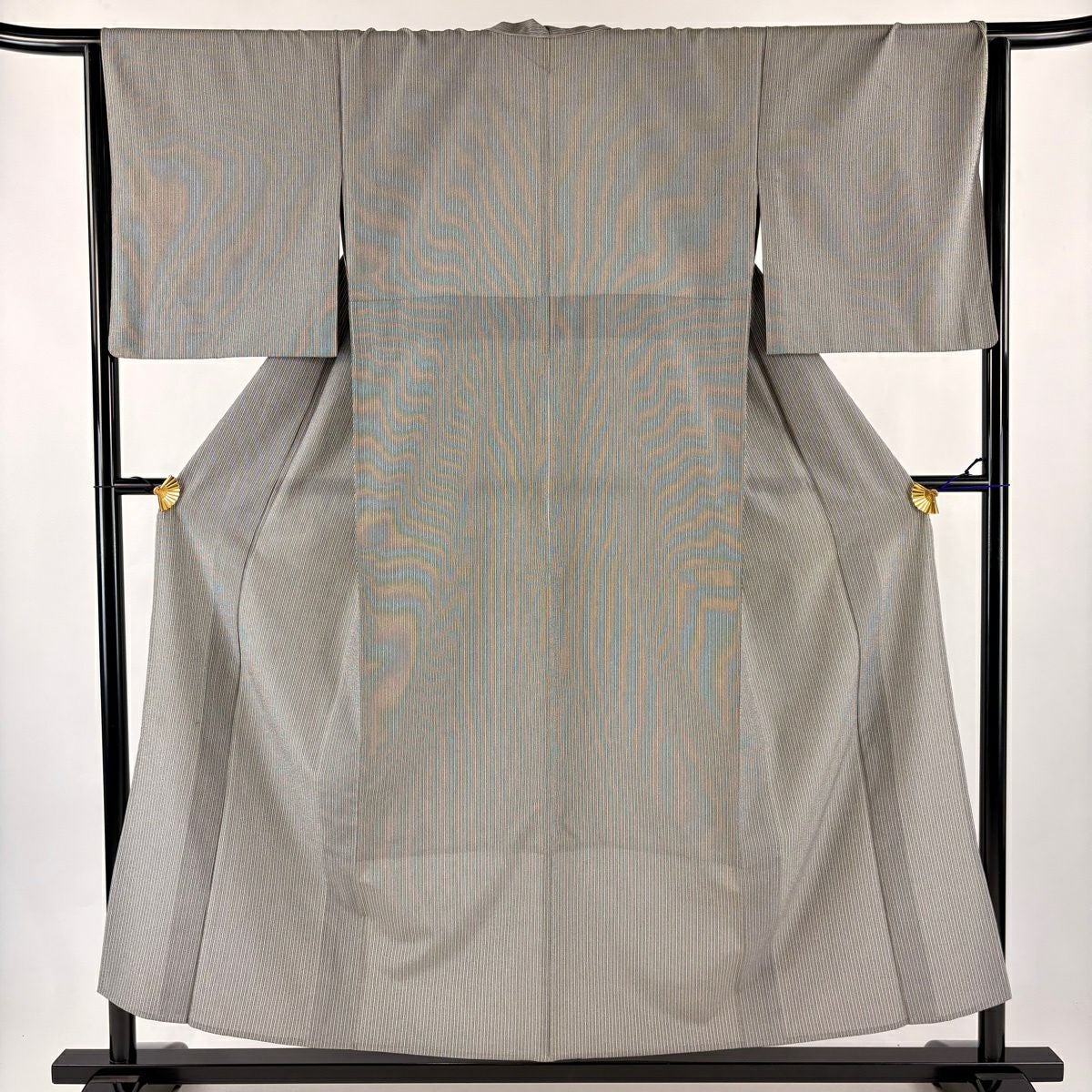 【美品】 塩沢紬 身丈160cm 裄丈64.5cm 正絹 逸品 【中古】 塩沢紬 訪問着 袷 着物 正絹 黒 × 白 モノトーン カジュアル つむぎ