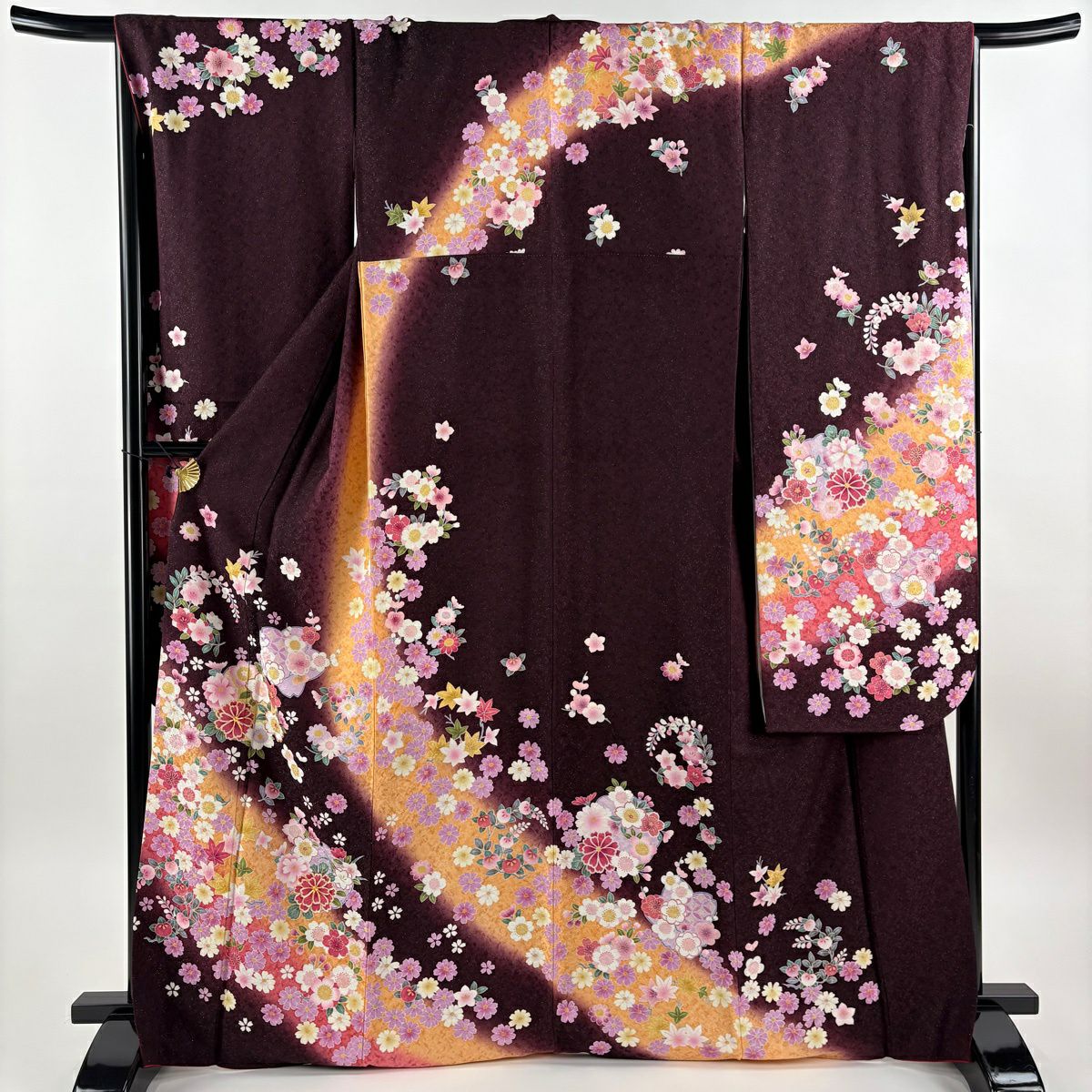 最終価格】 73%OFF 振袖 身丈169.5cm 裄丈68cm L 袷 雪輪 草花 銀通し