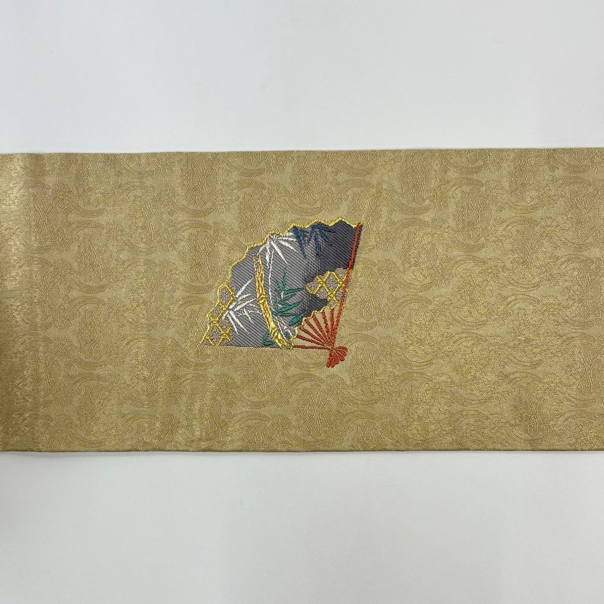 名古屋帯　唐花　華紋　くすみカラー　扇　金糸　着物　075a d 名古屋帯 唐花 華紋 くすみカラー 扇 金糸 着物 075a d 【公式通販】