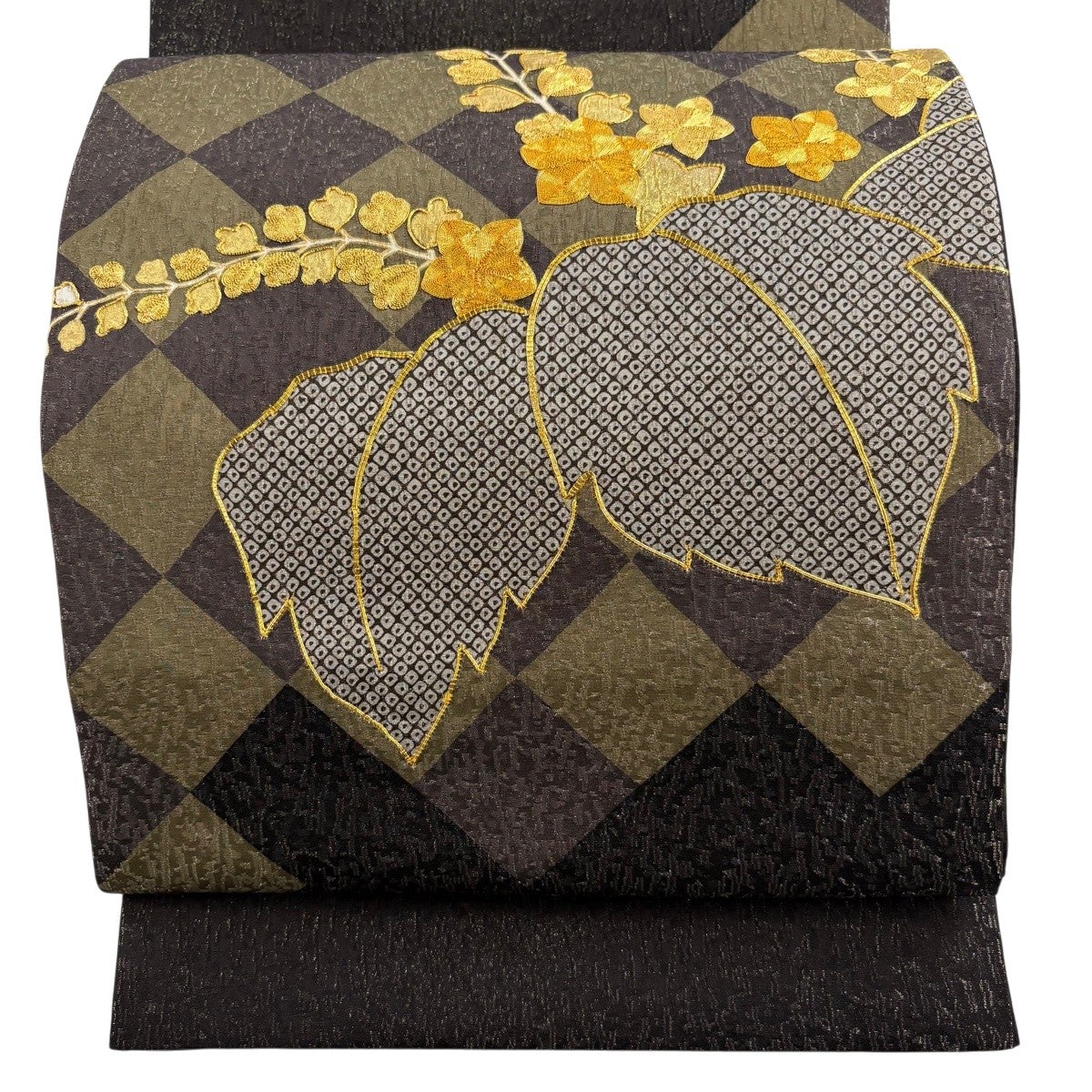 美品】 袋帯 名品 本金全通本袋 桐竹鳳凰紋 金糸 刺繍 紫 全通 正絹